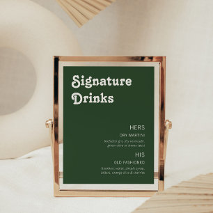 Impression Photo Retro Chic Signature moderne Boissons Vert foncé