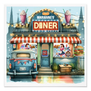 IMPRESSION PHOTO RETRO DINER CINQUANTES