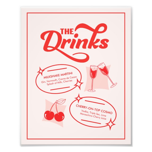 Impression Photo Retro Diner Wedding Bar Menu (Devant)