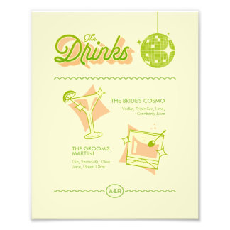 Impression Photo Retro Disco Wedding Bar Menu