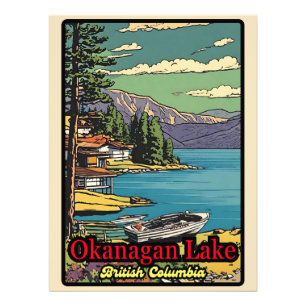 Impression Photo Rétro le paysage du lac Okanagan bande dessinée vi