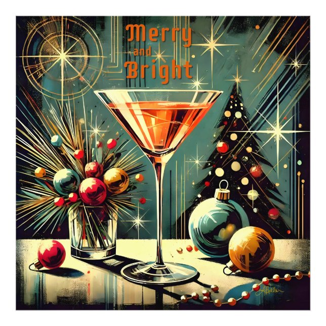 Impression Photo Retro les années 50 Merry & Bright Christmas Marti (Devant)
