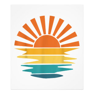 Impression Photo Retro Sunset Rays Wavy Vintage Retro Sunshine Sun