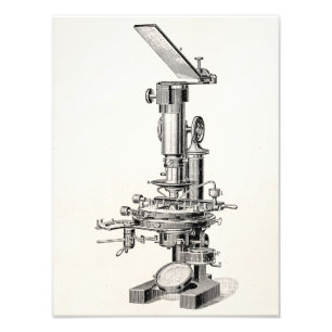 Impression Photo Rétros microscopes d'illustration vintage de