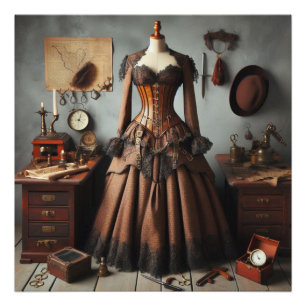 Impression Photo Robe détective vintage Victorian Steampunk Lady