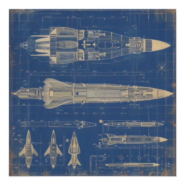 Impression Photo Rocket Sci-Fi Blueprint (Devant)