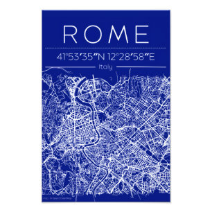 Impression Photo Rome Plan de ville affiche Blueprint