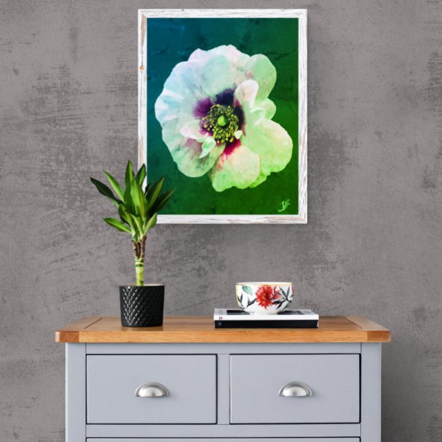 Impression Photo Rose boanche avec cœur foncé - peinture à l'huile (Créateur téléchargé)