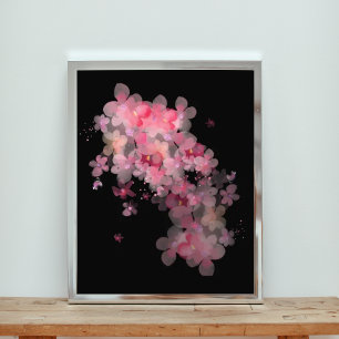Impression Photo Rose en fleurs sur noir gras