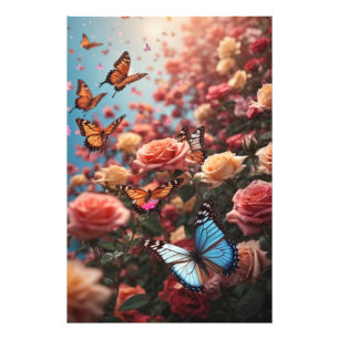 Impression Photo Rose et papillons