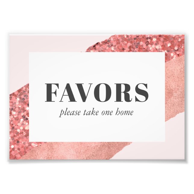 Impression Photo Rose Gold, Blush & Sequin Fête des mariées Faveurs (Devant)