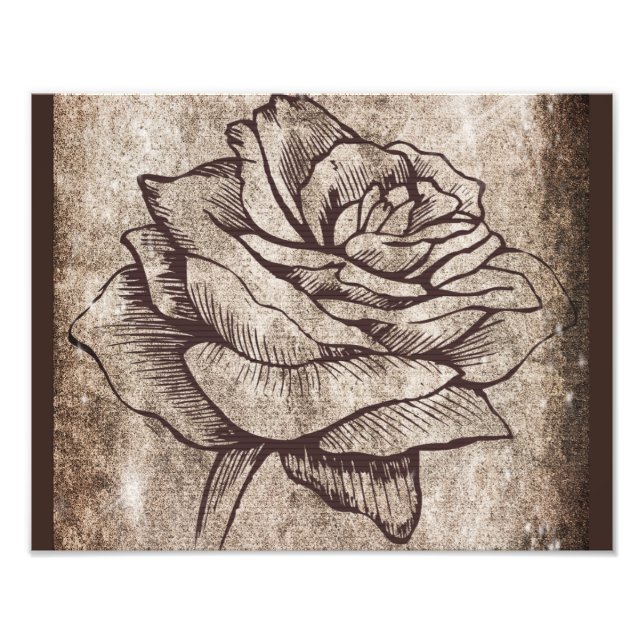 Impression Photo Rose Ink Drawing (Devant)