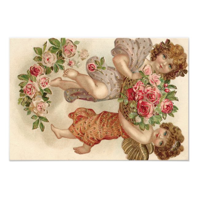 Impression Photo Rose Rose de panier mignon Cherub Angel (Devant)