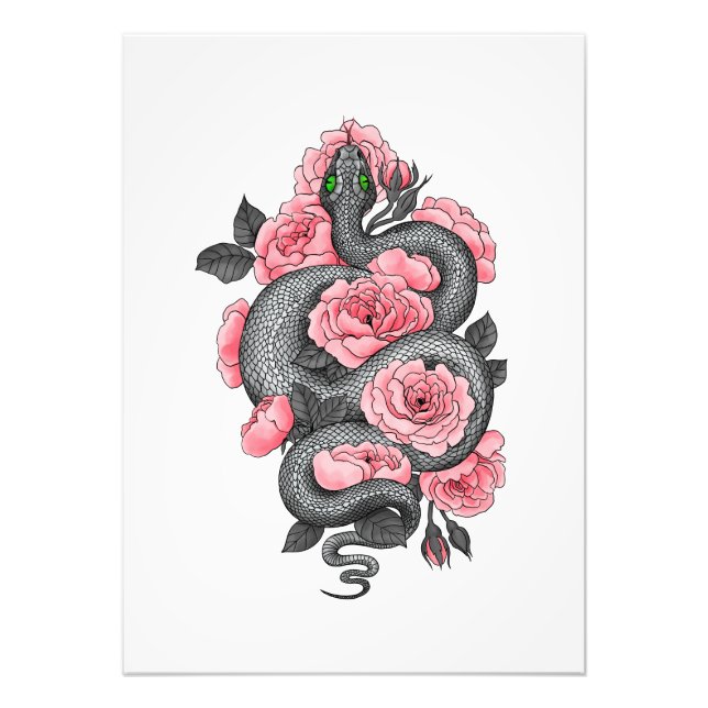 Impression Photo Roses serpent et pêche (Devant)