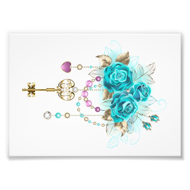 Impression Photo Roses turquoise avec touches (Devant)
