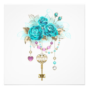 Impression Photo Roses turquoise avec touches
