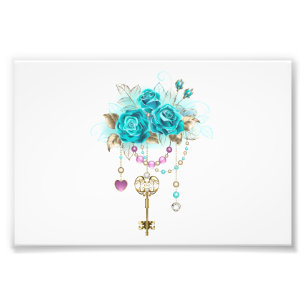 Impression Photo Roses turquoise avec touches