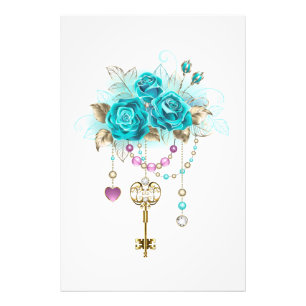 Impression Photo Roses turquoise avec touches