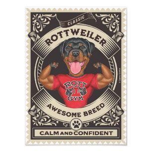 Impression Photo Rotation mignonne Rottweiler avec Muscles