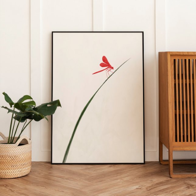 Impression Photo Rouge Dragonfly Zen minimaliste Mur Art (Créateur téléchargé)