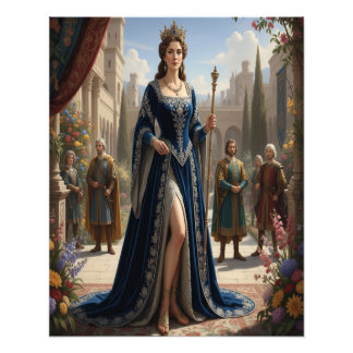 Impression Photo Royal Queen with Scepter in Palace Garden
