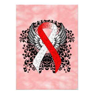 Impression Photo Ruban rouge et blanc avec ailes