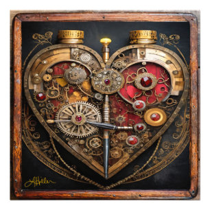 Impression Photo Rubies Et Engrenages Coeur Steampunk Series