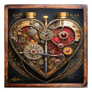 Impression Photo Rubis et engrenages Steampunk Cœur sombre