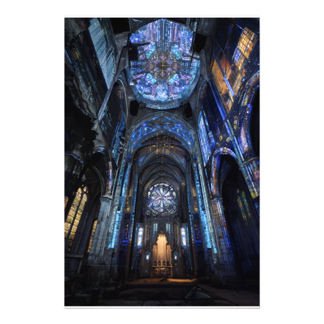 Impression Photo Ruined Cathedral Stained Glass Projection Glow (Devant)