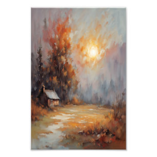 Impression Photo Rustique Automne Cabine Paysage Automne Art