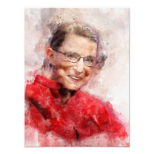 Impression Photo Ruth Bader Ginsburg Aquarelle souriante Portrait R