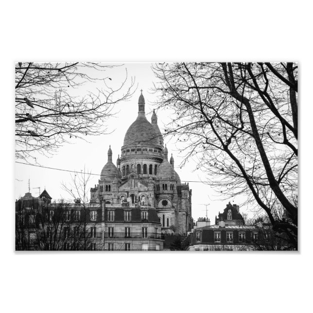 Impression Photo Sacré Coeur Paris Montmartre | Noir et blanc - (Devant)