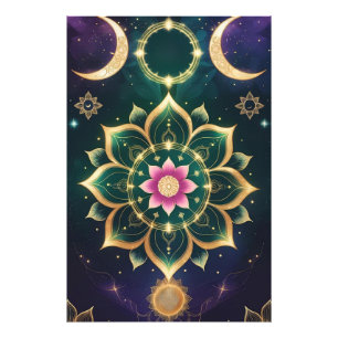 Impression Photo Sacré Lotus Moon Mandala - Aura céleste