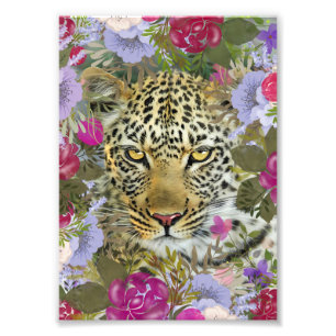 Impression Photo Safari Jungle Florale Peinture léopard