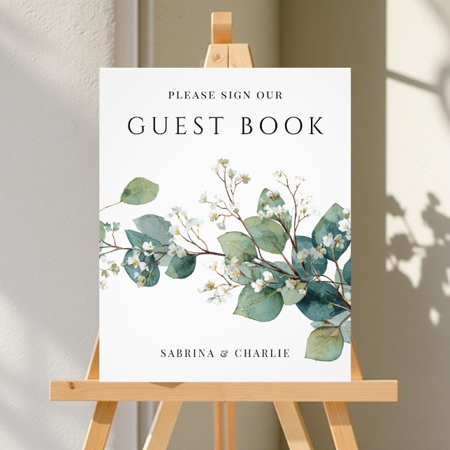 Impression Photo Sage Green Eucalyptus Wedding Guest Book Sign (Créateur téléchargé)