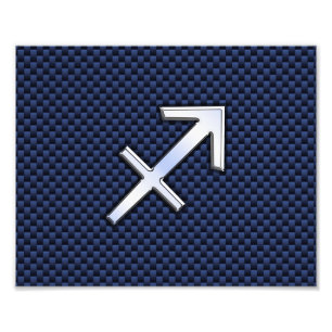 Impression Photo Sagittarius Zodiac Sign on Blue Carbon Fibre Print