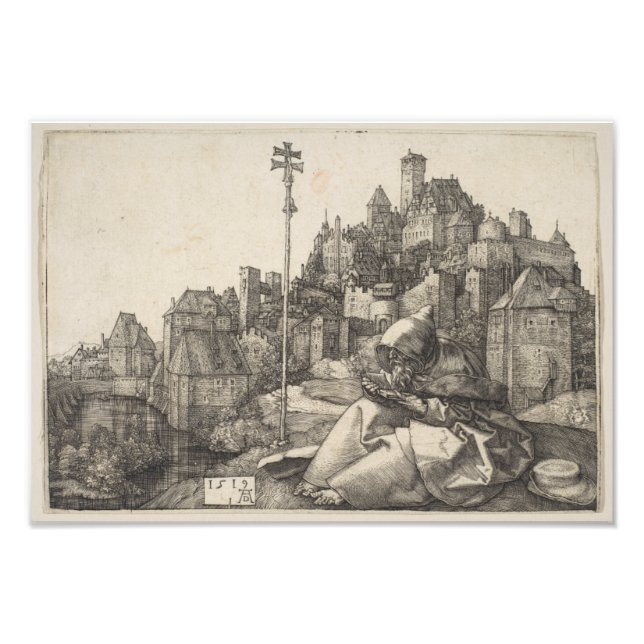 Impression Photo Saint Anthony Engraving par Albrecht Durer (Devant)