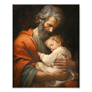 Impression Photo Saint Joseph et l'enfant Jésus religieux