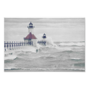 Impression Photo Saint Joseph Lake Michigan Lighthouse Stormy