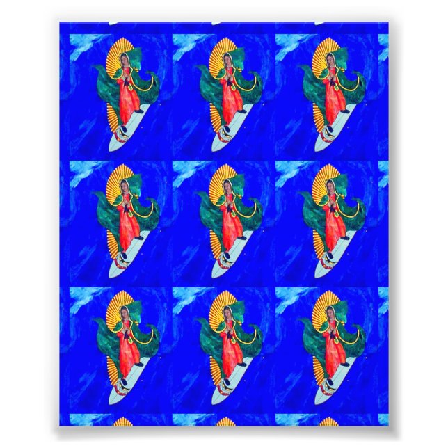 Impression Photo saints surfeurs sur les ondes bleues (Devant)