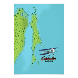 Impression Photo Sakhaline Russie Style vintage carte de l'affiche 