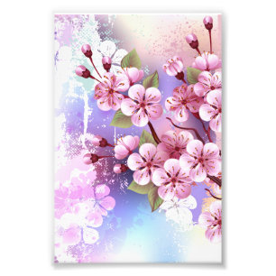 Impression Photo Sakura rose sur la peinture Arrière - plan