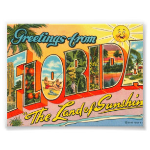 Impression Photo Salutations de la carte postale Vintage Floride