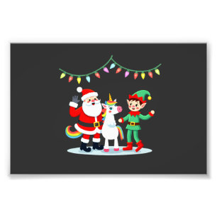Impression Photo Santa Elfe Licorne qui Dabbing Noël Enfants Garçon