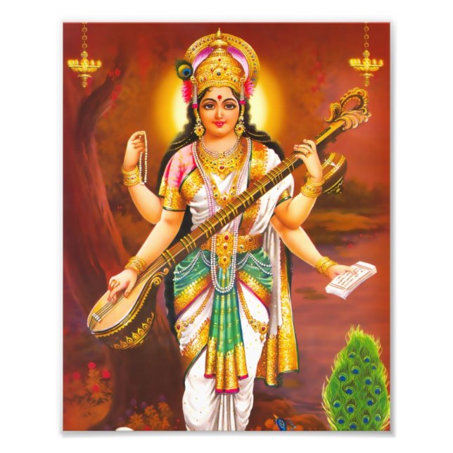 Impression Photo Saraswati Print (8 po x 10 po) - Version 2 (Devant)