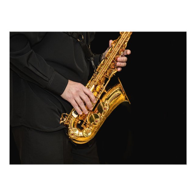 Impression Photo Saxophone Player hands Saxophonist playing jazz  (Devant)
