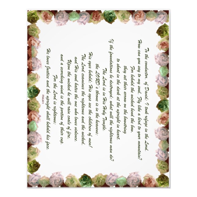 Impression Photo Scripture, Psaume 11, Green Gray Roses (Devant)