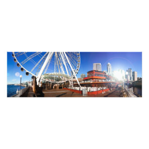Impression Photo Seattle WA   Sunny Pier & Big Wheel   36 x 12