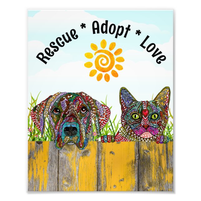 Impression Photo Secourt de chien et de chat Adopter l'amour (Devant)