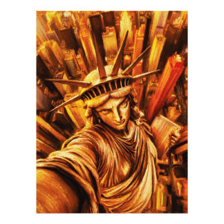 Impression Photo Selfie-Style Statue of Liberty Oil Painting